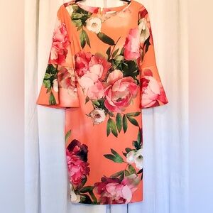 Calvin Klein peplum sleeve floral dress